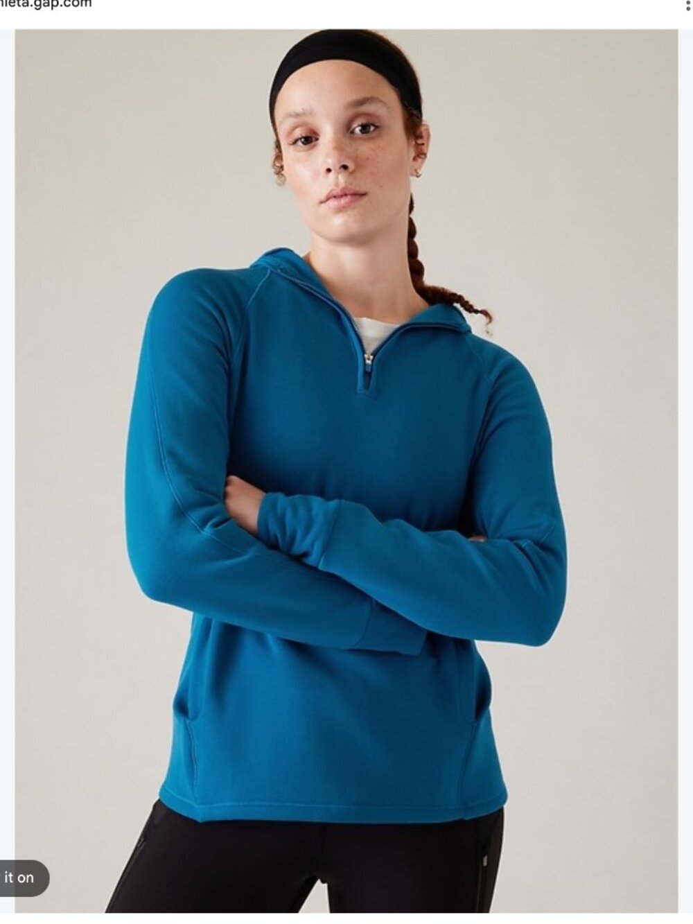 Athleta cold weather women's quarterzip running workout dark blue sz S